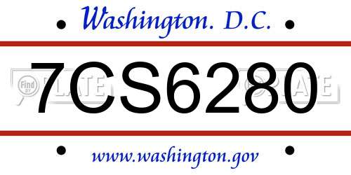7CS6280 District Of Columbia License Plate