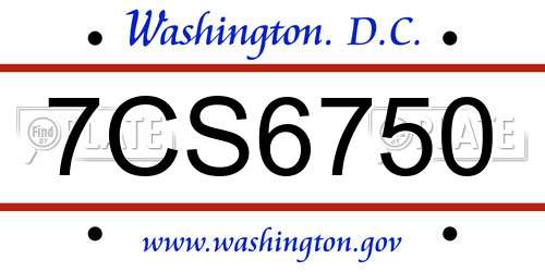 7CS6750 District Of Columbia License Plate