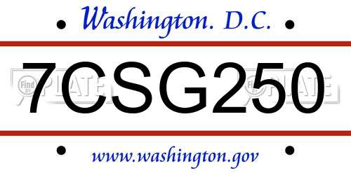 7CSG250 District Of Columbia License Plate