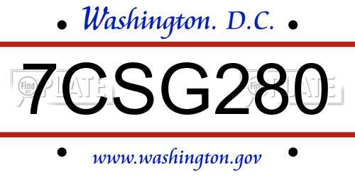 7CSG280 District Of Columbia License Plate