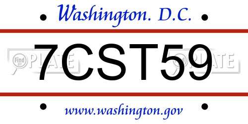 7CST59 District Of Columbia License Plate