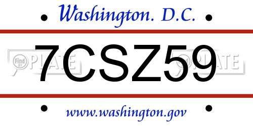 7CSZ59 District Of Columbia License Plate