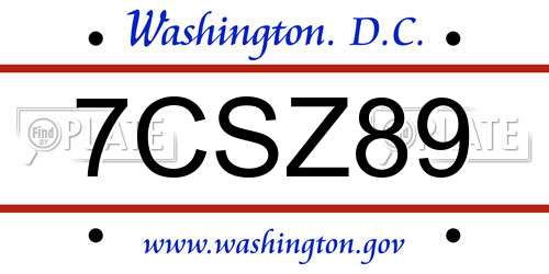 7CSZ89 District Of Columbia License Plate