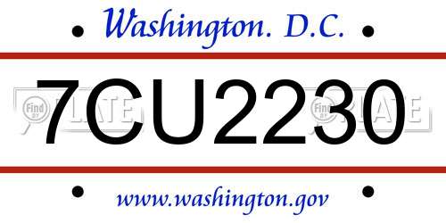 7CU2230 District Of Columbia License Plate