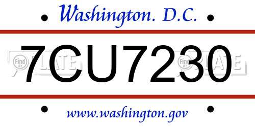 7CU7230 District Of Columbia License Plate