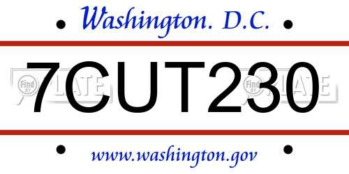 7CUT230 District Of Columbia License Plate