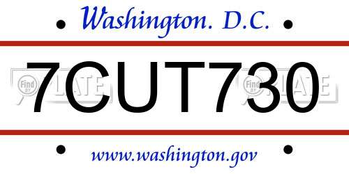 7CUT730 District Of Columbia License Plate