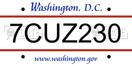 7CUZ230 District Of Columbia License Plate