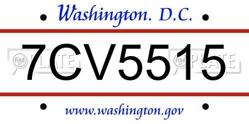 7CV5515 District Of Columbia License Plate