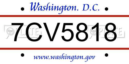7CV5818 District Of Columbia License Plate