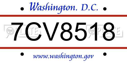 7CV8518 District Of Columbia License Plate