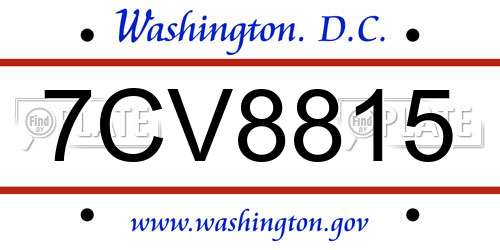 7CV8815 District Of Columbia License Plate