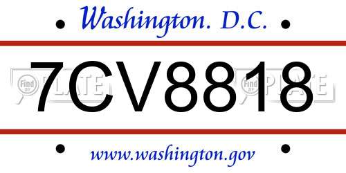 7CV8818 District Of Columbia License Plate