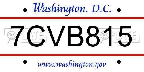 7CVB815 District Of Columbia License Plate