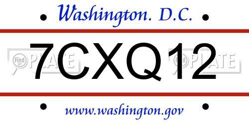 7CXQ12 District Of Columbia License Plate