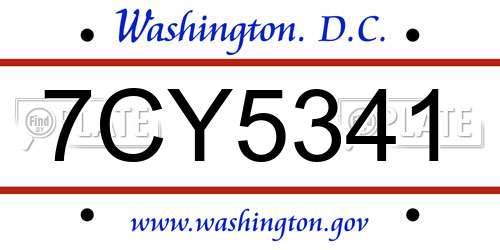 7CY5341 District Of Columbia License Plate
