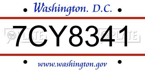 7CY8341 District Of Columbia License Plate