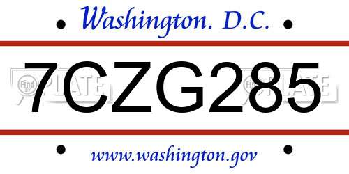 7CZG285 District Of Columbia License Plate