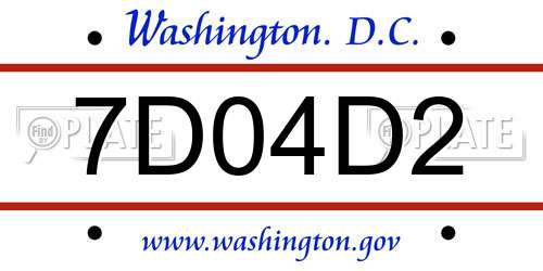 7D04D2 District Of Columbia License Plate