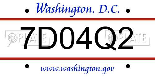 7D04Q2 District Of Columbia License Plate