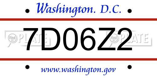 7D06Z2 District Of Columbia License Plate