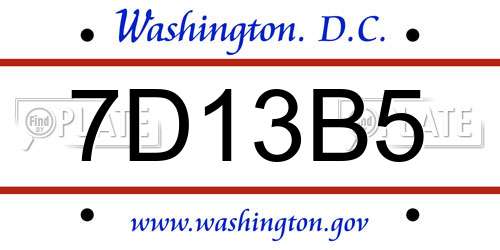7D13B5 District Of Columbia License Plate