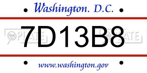 7D13B8 District Of Columbia License Plate