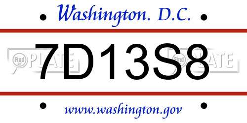 7D13S8 District Of Columbia License Plate