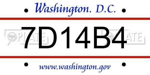 7D14B4 District Of Columbia License Plate
