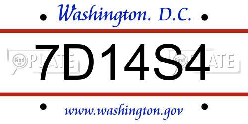 7D14S4 District Of Columbia License Plate