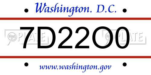 7D22O0 District Of Columbia License Plate