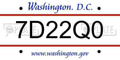 7D22Q0 District Of Columbia License Plate