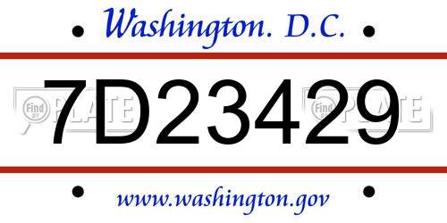 7D23429 District Of Columbia License Plate