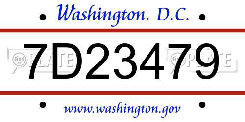 7D23479 District Of Columbia License Plate