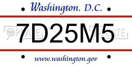 7D25M5 District Of Columbia License Plate