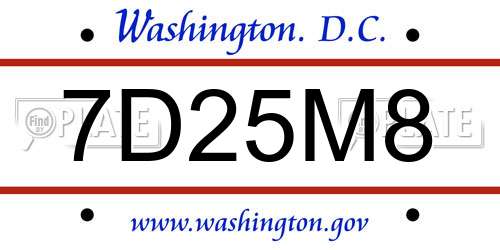 7D25M8 District Of Columbia License Plate