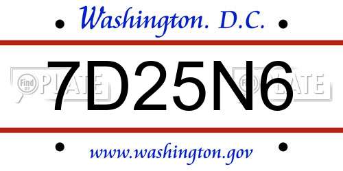 7D25N6 District Of Columbia License Plate