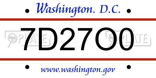 7D27O0 District Of Columbia License Plate
