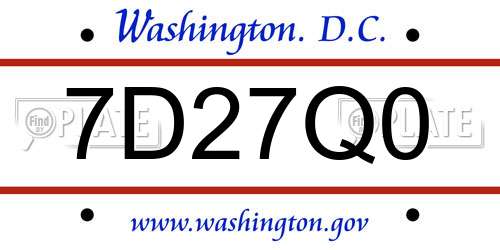 7D27Q0 District Of Columbia License Plate