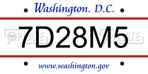 7D28M5 District Of Columbia License Plate