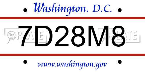 7D28M8 District Of Columbia License Plate