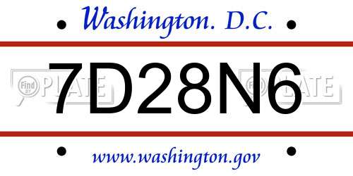 7D28N6 District Of Columbia License Plate