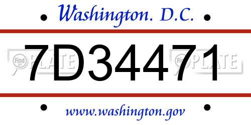 7D34471 District Of Columbia License Plate