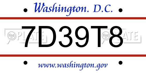 7D39T8 District Of Columbia License Plate