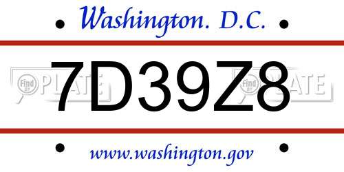 7D39Z8 District Of Columbia License Plate