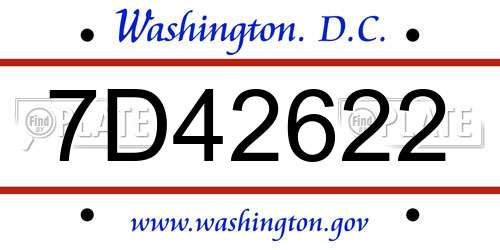 7D42622 District Of Columbia License Plate
