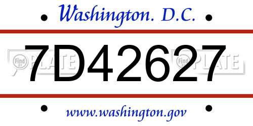 7D42627 District Of Columbia License Plate