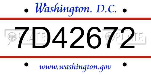7D42672 District Of Columbia License Plate