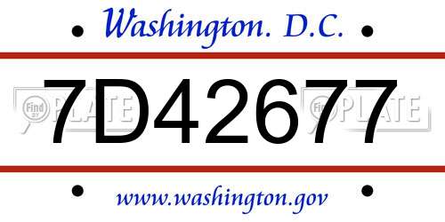 7D42677 District Of Columbia License Plate