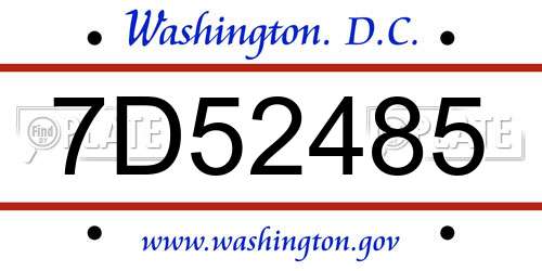 7D52485 District Of Columbia License Plate